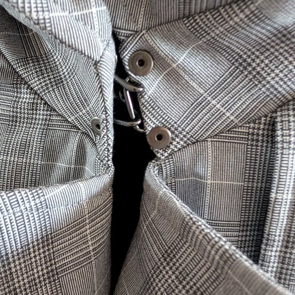 Elie Tahari Plaid Double Breasted Trench Coat Size Large Grey Preppy Classic - Picture 6 of 16